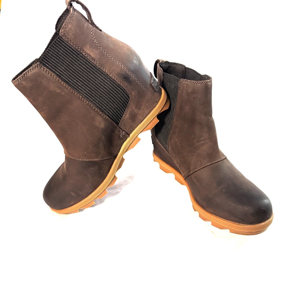Sorel Joan of Arctic Wedge II NL3754-205 Boots Womens US 8 Brown Leather Chelsea